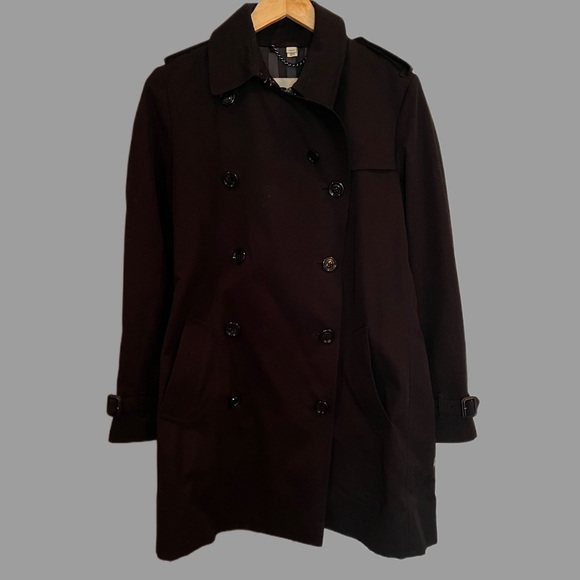 BURBERRY BLACK SHORT TRENCH COAT - Picture 1 of 5